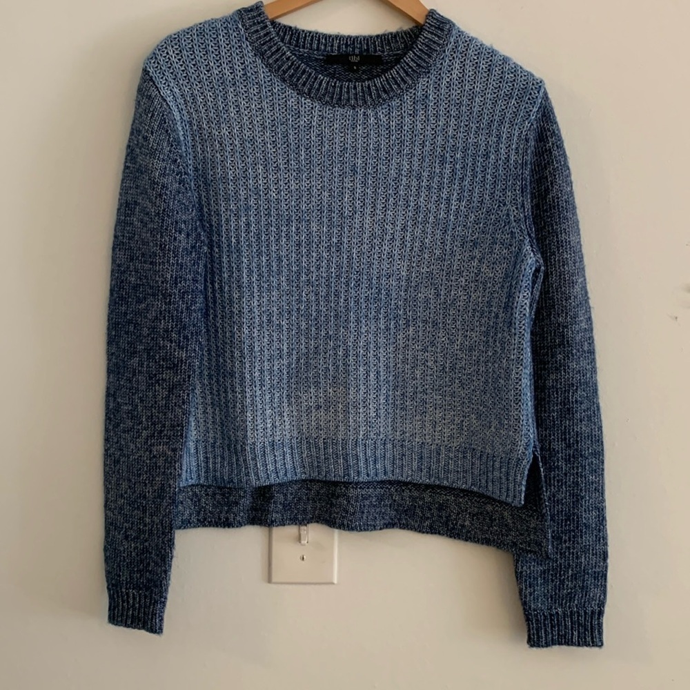 Tibi Crewneck Blue Colorblock Knit Pullover Sweater Women’s Size Small